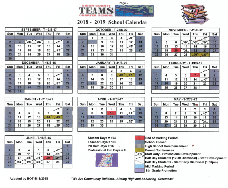 2018-2019 school calendar
